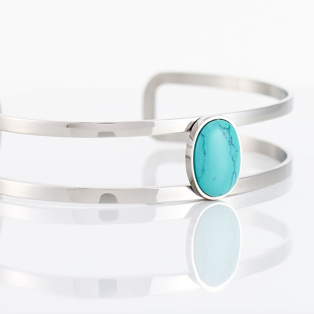 Bracelet Jonc Eline Acier Blanc Pierre De Synthese - Bracelets joncs Femme | Histoire d’Or
