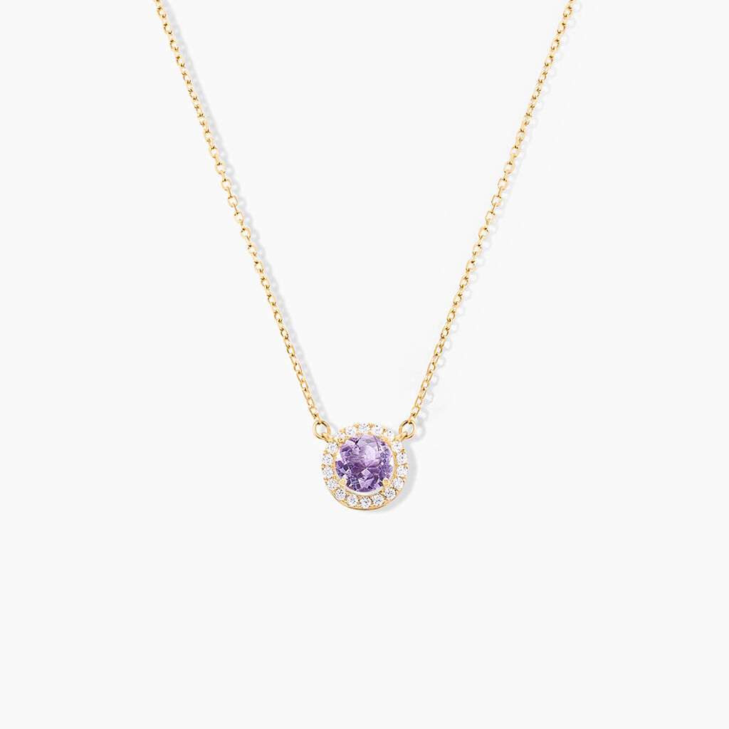 Collier Munira Or Jaune Am&eacute;thyste Oxyde De Zirconium - Colliers Femme | Histoire d&rsquo;Or