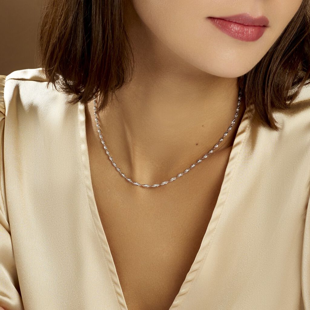 Collier Ciana Torsade Diamante Argent Blanc - Chaines Femme | Histoire d’Or