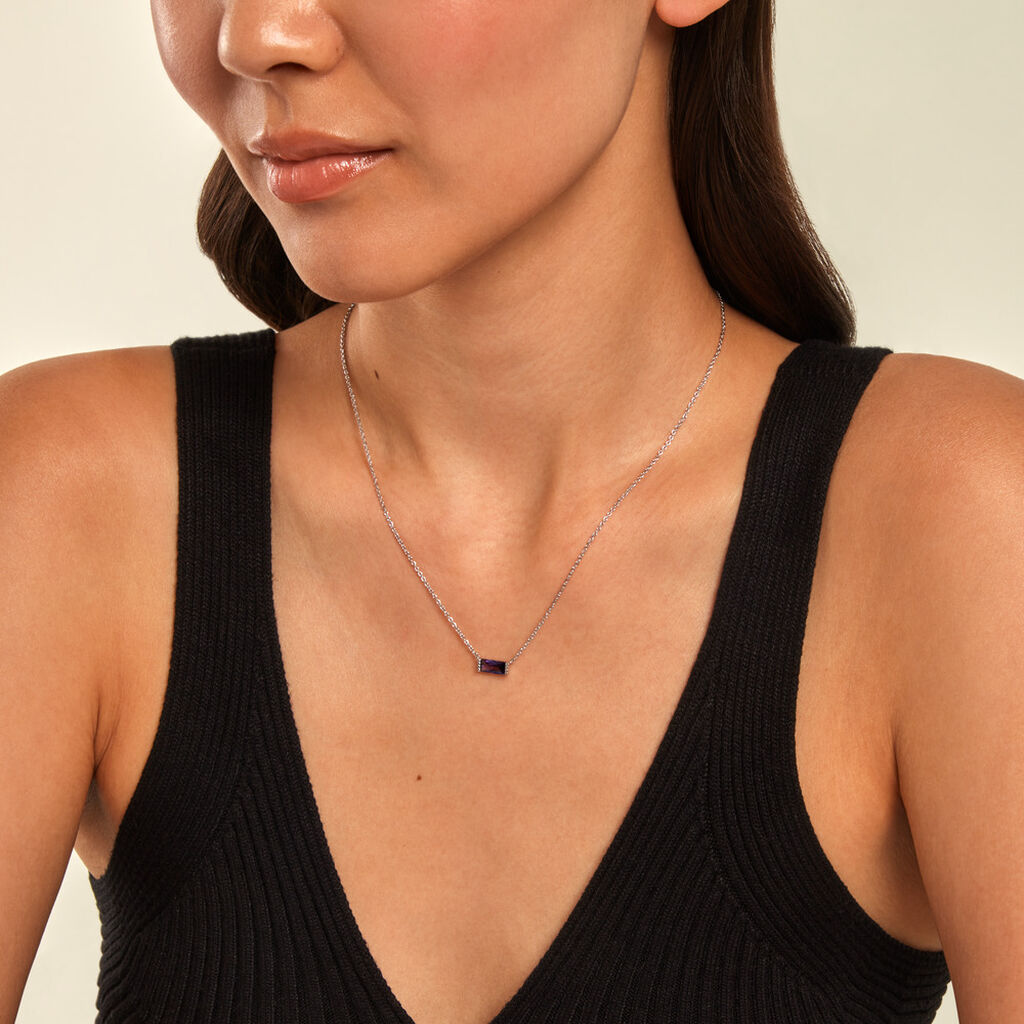 Collier Esra Argent Blanc Oxyde De Zirconium - Colliers fantaisie Femme | Histoire d&rsquo;Or