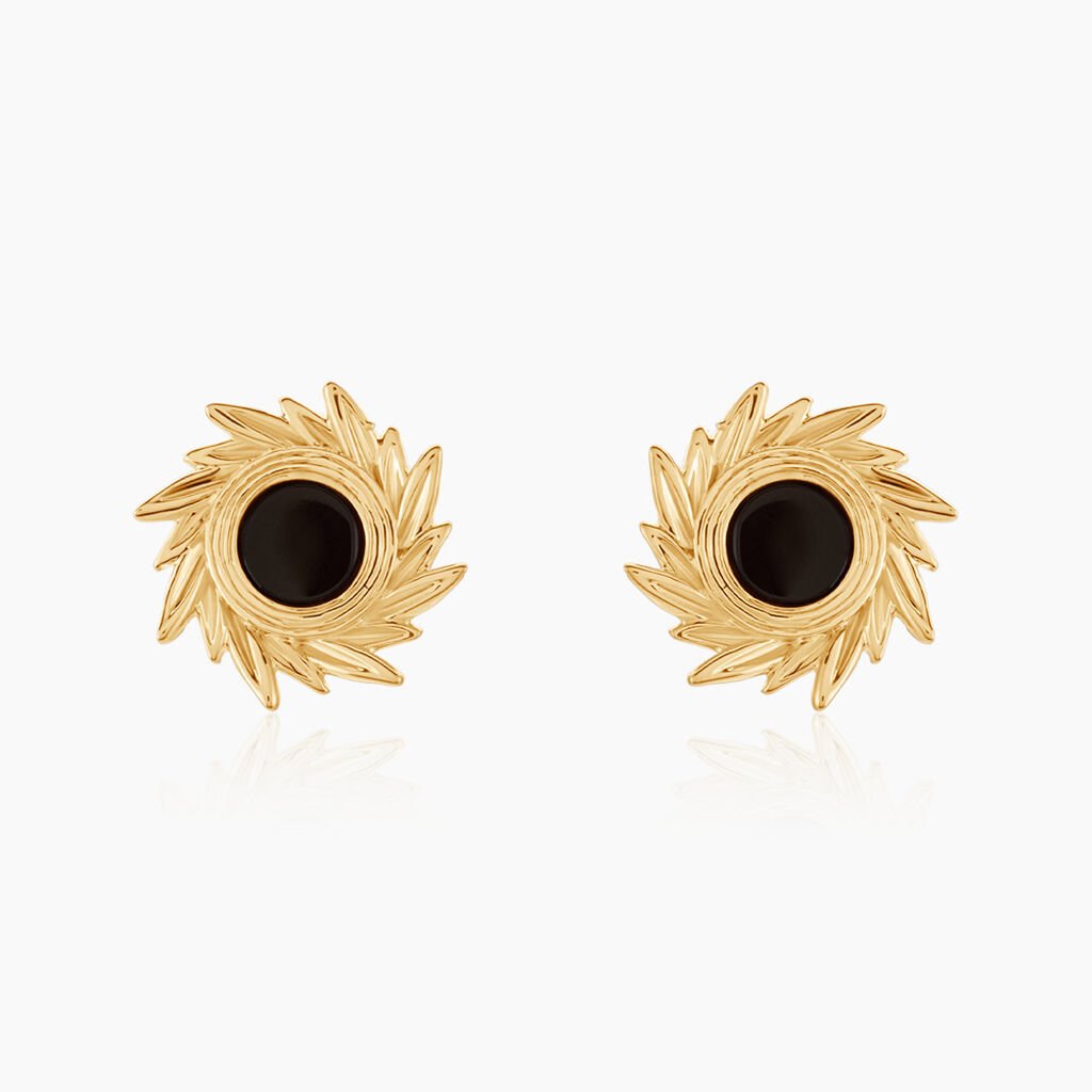 Boucles D'oreilles Puces Delroy Plaque Or Jaune Agate - Boucles d'oreilles fantaisie Femme | Histoire d’Or