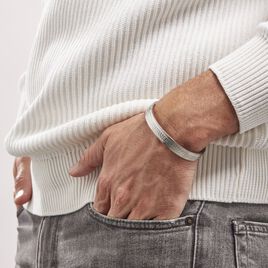 Bracelet Jonc Ouvert Acier Blanc Vincentius - Bracelets fantaisie Homme | Histoire d’Or