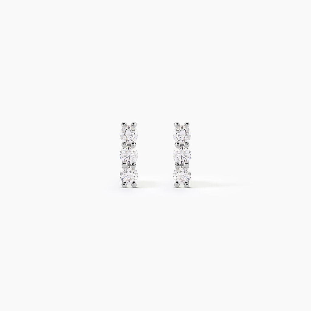 Boucles D'oreilles Puces Or Blanc Sabine Diamants - Boucles d'oreilles pierres pr&eacute;cieuses Femme | Histoire d&rsquo;Or