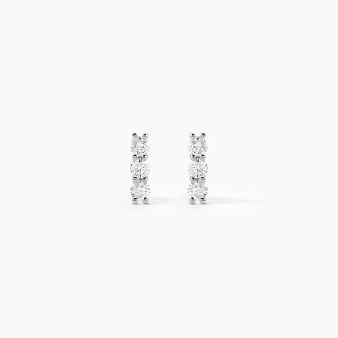 Boucles D'oreilles Puces Or Blanc Sabine Diamants - Boucles d'oreilles pierres pr&eacute;cieuses Femme | Histoire d&rsquo;Or