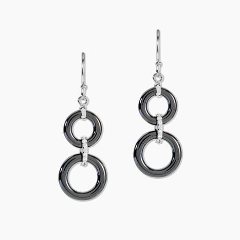 Boucles D'oreilles Pendantes Narcissa Argent Blanc C&eacute;ramique Et Oxyde - Boucles d'oreilles fantaisie Femme | Histoire d&rsquo;Or