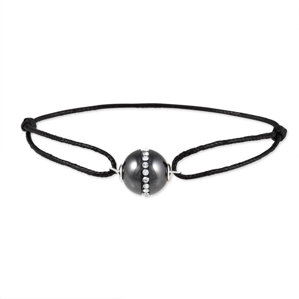 Bracelet Nina Cera Argent Blanc Strass Et Céramique - Bracelets cordon Femme | Histoire d’Or