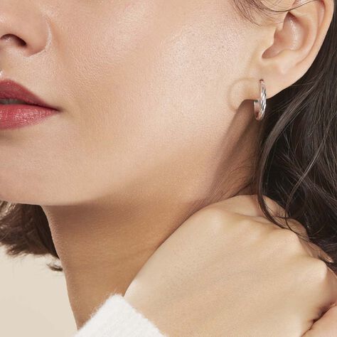 Créoles Ananas Or Blanc - Boucles d'oreilles créoles Femme | Histoire d’Or