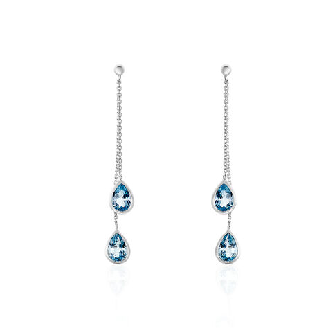 Boucles D'oreilles Pendantes Djime Or Blanc Topaze - Boucles d'oreilles pendantes Femme | Histoire d’Or