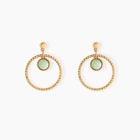 Boucles D'oreilles Pendantes Amalthea Plaqué Or Doré Aventurine Vert - Boucles d'oreilles fantaisie Femme | Histoire d’Or