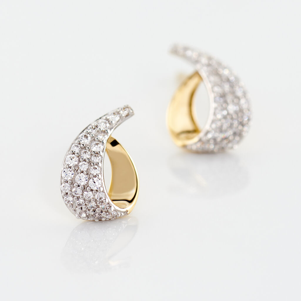 Boucles D'oreilles Puces Boucle D'or Or Jaune Oxyde De Zirconium - Clous d'oreilles Femme | Histoire d’Or