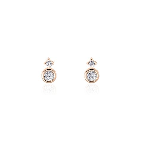 Boucles D'oreilles Puces Argent Rose Dorete Oxydes De Zirconium - Boucles d'oreilles fantaisie Femme | Histoire d’Or