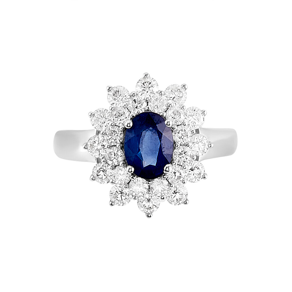 Bague Ivan Or Blanc Saphir Et Diamant - Bagues solitaires Femme | Histoire d’Or