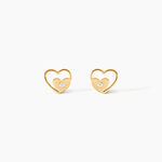 Boucles D'oreilles Puces Terentille Coeur Or Jaune Oxyde De Zirconium - Clous d'oreilles Enfant | Histoire d&rsquo;Or