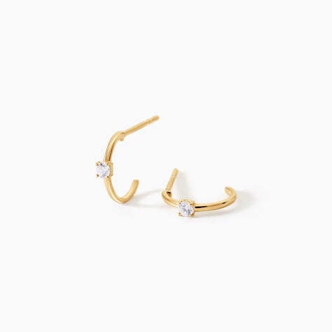 Cr&eacute;oles Bedelia Argent Dor&eacute; A L'Or 750/1000 Oxyde De Zirconium - Boucles d'oreilles cr&eacute;oles Femme | Histoire d&rsquo;Or