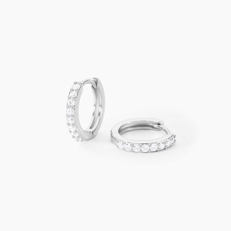 Cr&eacute;oles Jussi Argent Blanc Oxyde De Zirconium - Boucles d'oreilles cr&eacute;oles Femme | Histoire d&rsquo;Or