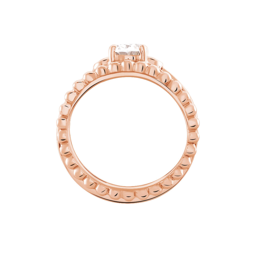 Bague Solitaire Tavira Argent Rose Oxyde De Zirconium - Bagues de fian&ccedil;ailles ronde Femme | Histoire d&rsquo;Or