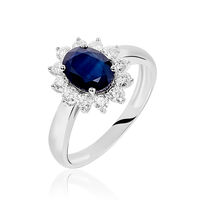 Bague Or Blanc Saphir Diamants