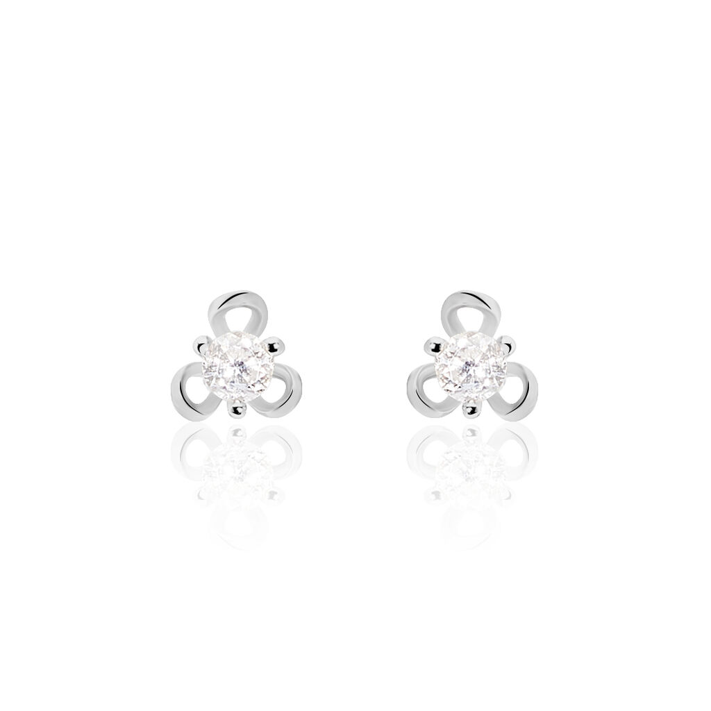 Boucles D'oreilles Puces Charlyne Argent Blanc Oxyde De Zirconium - Boucles d'oreilles fantaisie Femme | Histoire d&rsquo;Or
