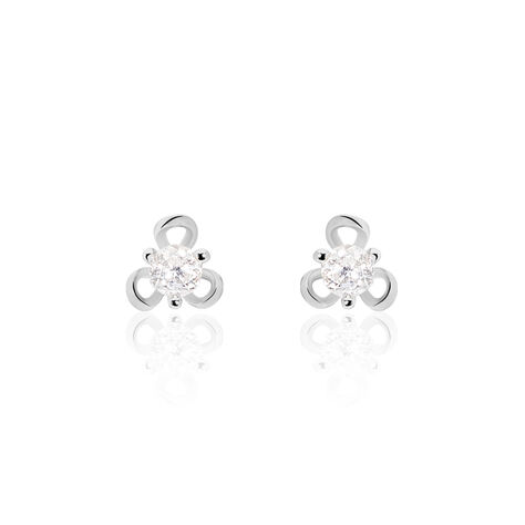 Boucles D'oreilles Puces Charlyne Argent Blanc Oxyde De Zirconium - Boucles d'oreilles fantaisie Femme | Histoire d&rsquo;Or