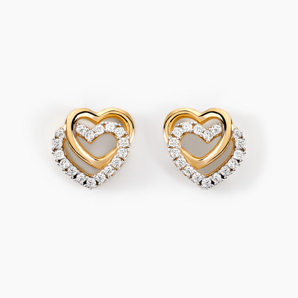 Boucles D'oreilles Puces Ablaye Or Jaune Oxyde De Zirconium - Clous d'oreilles Femme | Histoire d&rsquo;Or