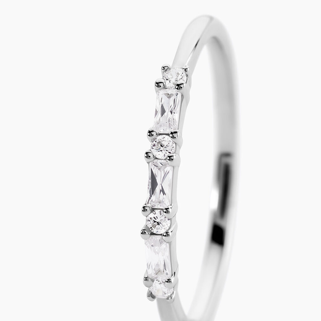 Bague Baguette Argent Blanc Oxyde De Zirconium - Bagues avec pierre Femme | Histoire d&rsquo;Or