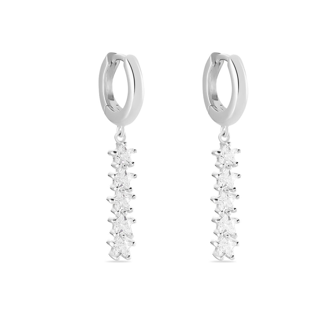 Créoles Teris Argent Blanc Oxyde De Zirconium - Boucles d'oreilles créoles Femme | Histoire d’Or