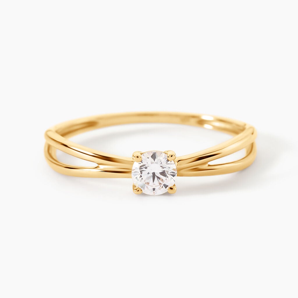 Bague Hisein Or Jaune Oxyde De Zirconium - Bagues solitaires Femme | Histoire d&rsquo;Or
