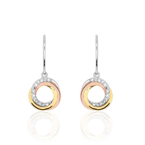 Boucles D'oreilles Pendantes Daphnee Or Tricolore Diamant - Boucles d'oreilles pendantes Femme | Histoire d’Or