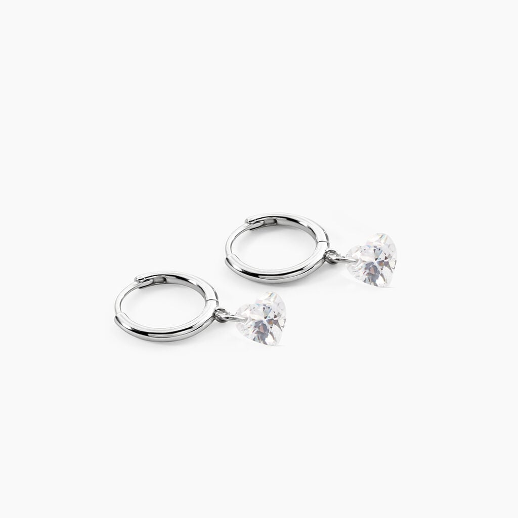Cr&eacute;oles Shanel Argent Blanc Oxyde De Zirconium - Boucles d'oreilles cr&eacute;oles Femme | Histoire d&rsquo;Or