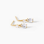 Boucles D'Oreilles Pendantes Gulbeyaz 2 Argent Dor&eacute; A L'Or 750/1000 Oxyde De Zirconium - Boucles d'oreilles fantaisie Femme | Histoire d&rsquo;Or