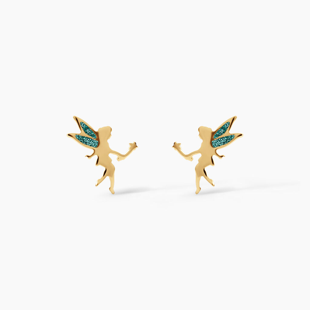 Boucles D'Oreilles Puces Feelia Argent Dor&eacute; A L'Or 750/1000 - Boucles d'oreilles fantaisie Enfant | Histoire d&rsquo;Or
