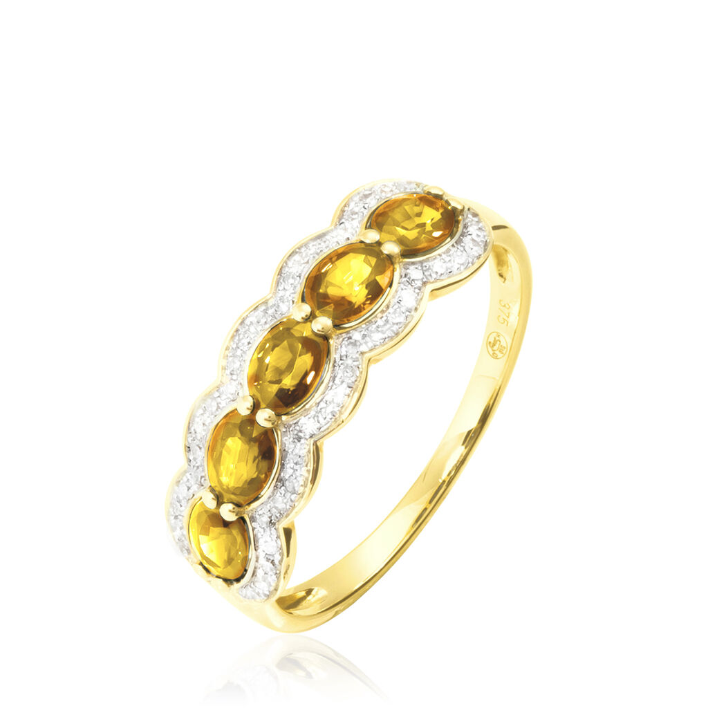 Bague Margaux Or Jaune Citrine Et Diamant - Bagues avec pierre Femme | Histoire d’Or