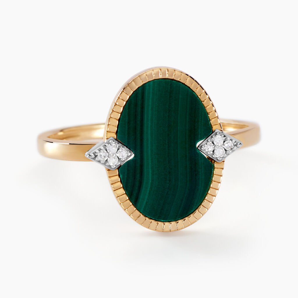 Bague Tahina Or Jaune Malachite Diamant - Bagues solitaires Femme | Histoire d&rsquo;Or