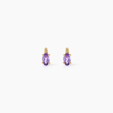Boucles D'Oreilles Puces Ormonde Argent Dor&eacute; A L'Or 750/1000 Am&eacute;thyste - Clous d'oreilles Femme | Histoire d&rsquo;Or