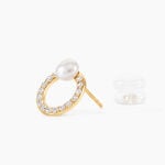 Boucles D'oreilles Puces Piety Or Jaune Perle De Culture Oxyde - Clous d'oreilles Femme | Histoire d&rsquo;Or