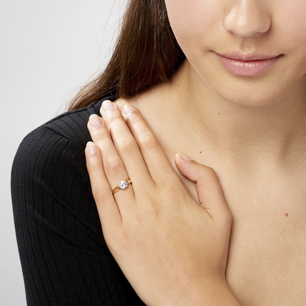 Bague Solitaire Illyana Or Jaune Oxyde De Zirconium - Bagues solitaires Femme | Histoire d’Or