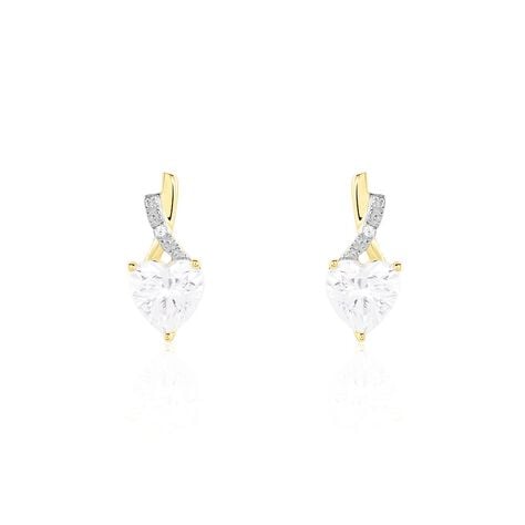 Boucles D'oreilles Puces Clothilde Or Jaune Oxyde De Zirconium - Clous d'oreilles Femme | Histoire d’Or