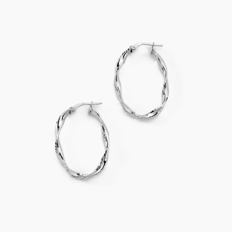 Créoles Argent Blanc Charlie - Boucles d'oreilles créoles Femme | Histoire d’Or