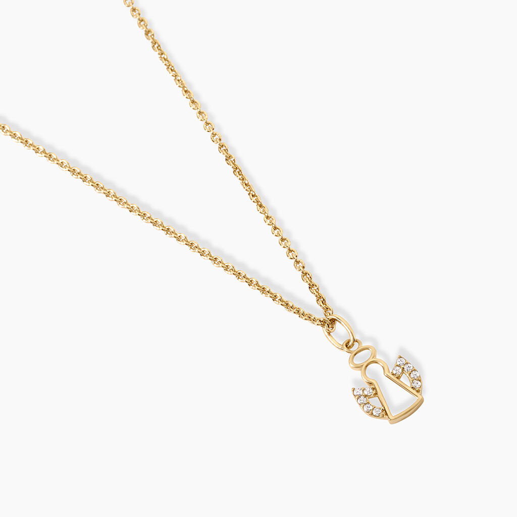 Pendentif Angele Argent Dor&eacute; A L'Or 750/1000 Oxyde De Zirconium - Pendentifs Communion Femme | Histoire d&rsquo;Or
