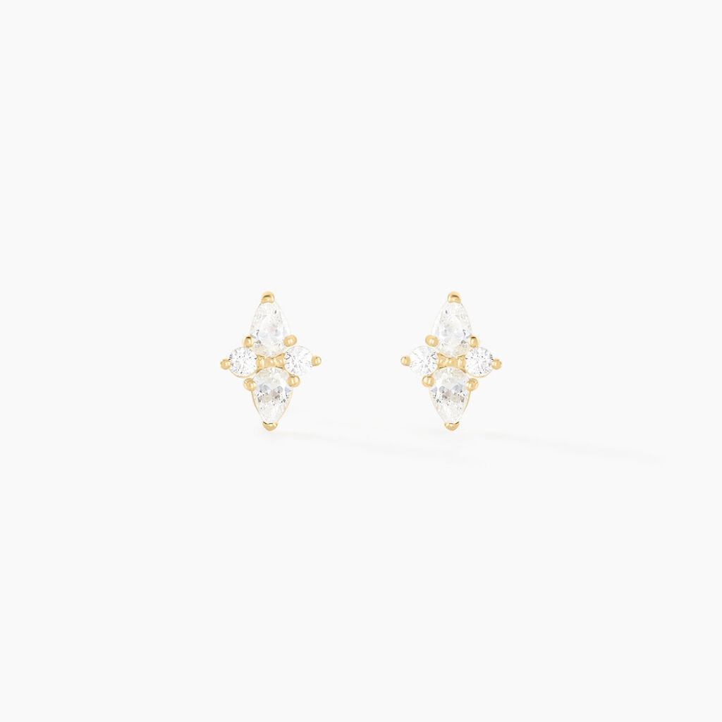 Boucles D'oreilles Puces Titty Or Jaune Oxyde De Zirconium - Clous d'oreilles Femme | Histoire d&rsquo;Or