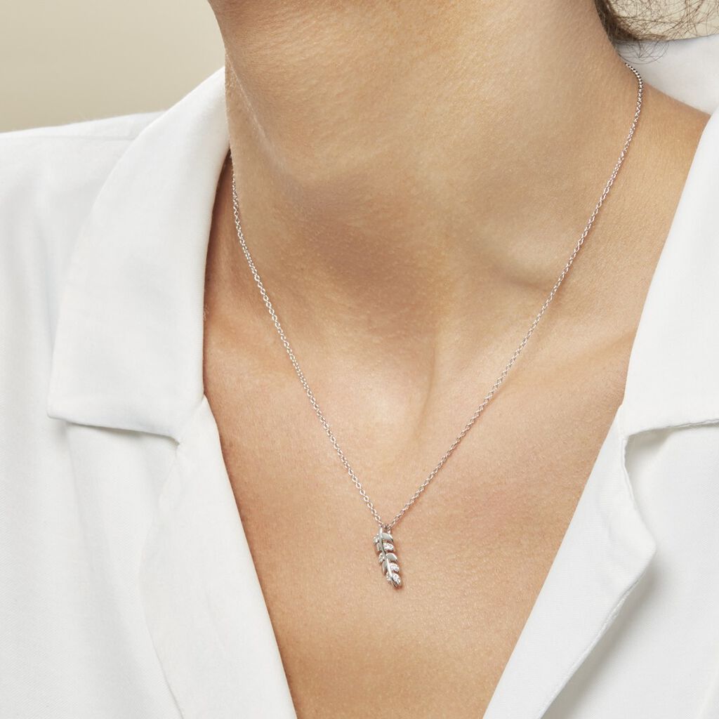 Collier Argent Jade Feuille Oxyde - Colliers fantaisie Femme | Histoire d’Or
