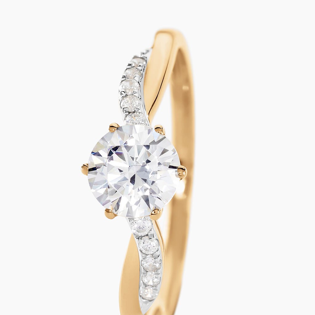 Bague Filipa Or Bicolore Oxyde De Zirconium - Bagues solitaires Femme | Histoire d&rsquo;Or