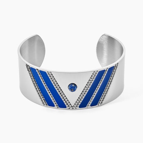 Bracelet Manchette Imagine Tamera Acier Blanc Lapis Lazuli - Bracelets manchettes Femme | Histoire d&rsquo;Or