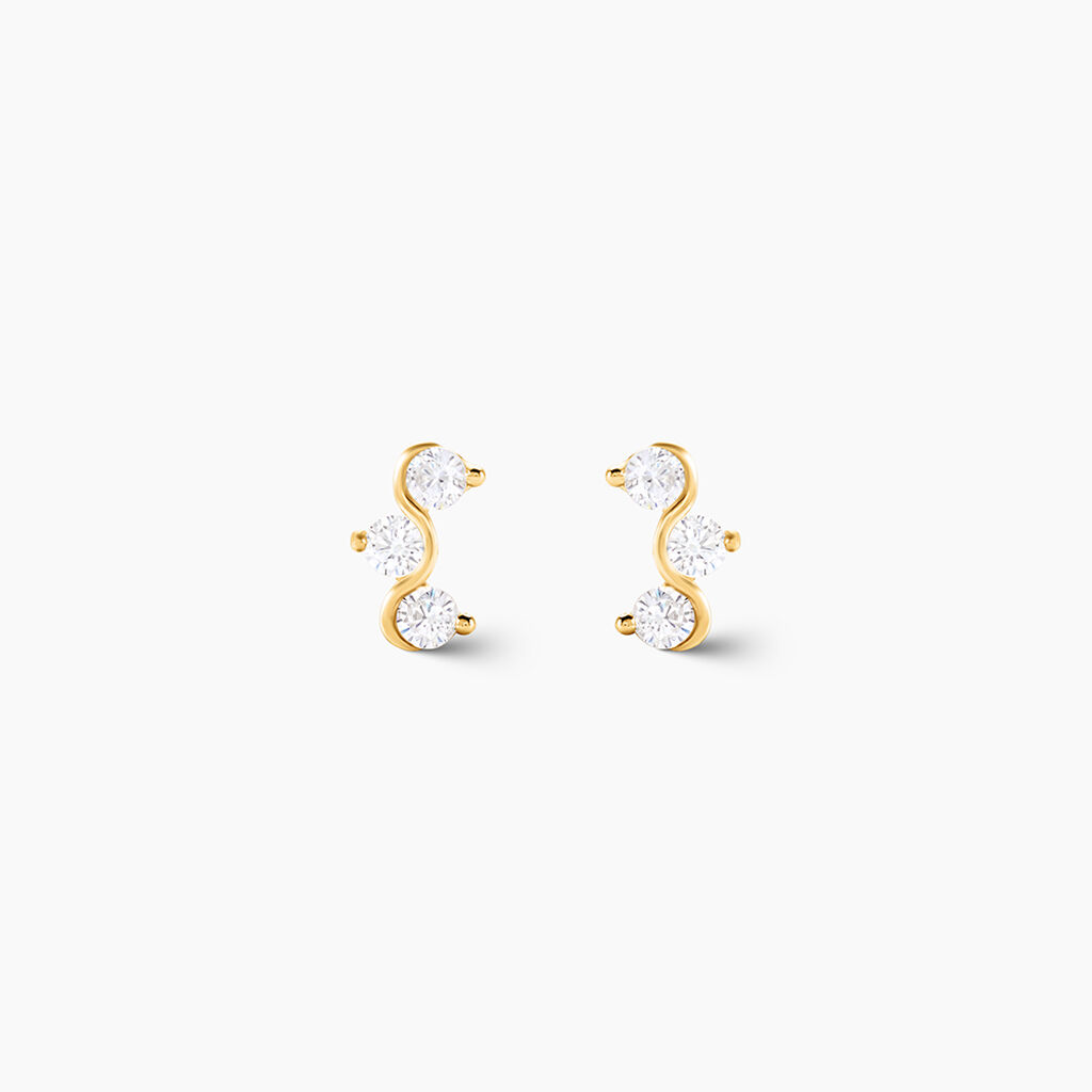 Boucles D'oreilles Puces Mureille Or Jaune Oxyde De Zirconium - Clous d'oreilles Femme | Histoire d&rsquo;Or