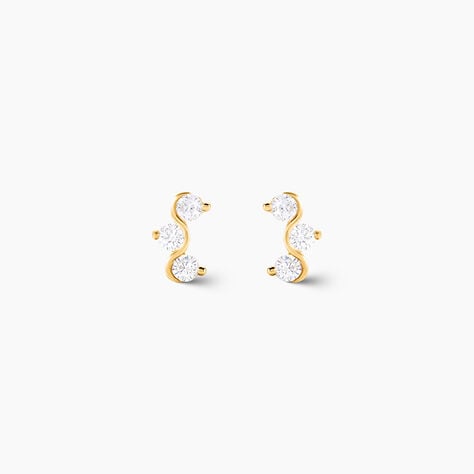 Boucles D'oreilles Puces Mureille Or Jaune Oxyde De Zirconium - Clous d'oreilles Femme | Histoire d&rsquo;Or