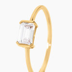 Bague Gaby Argent Dor&eacute; A L'Or 750/1000 Oxyde De Zirconium - Bagues solitaires Femme | Histoire d&rsquo;Or