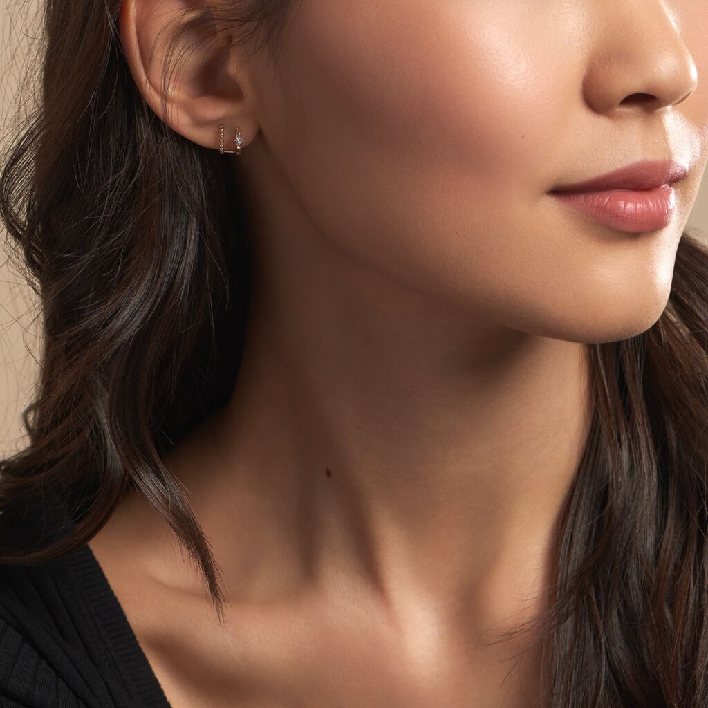Créoles Pearly Effect Or Jaune Diamant - Boucles d'oreilles créoles Femme | Histoire d’Or