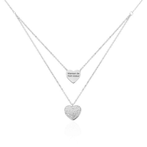 Collier Amarita Argent Blanc Oxyde De Zirconium - Colliers doubles et triples cha&icirc;nes Femme | Histoire d&rsquo;Or