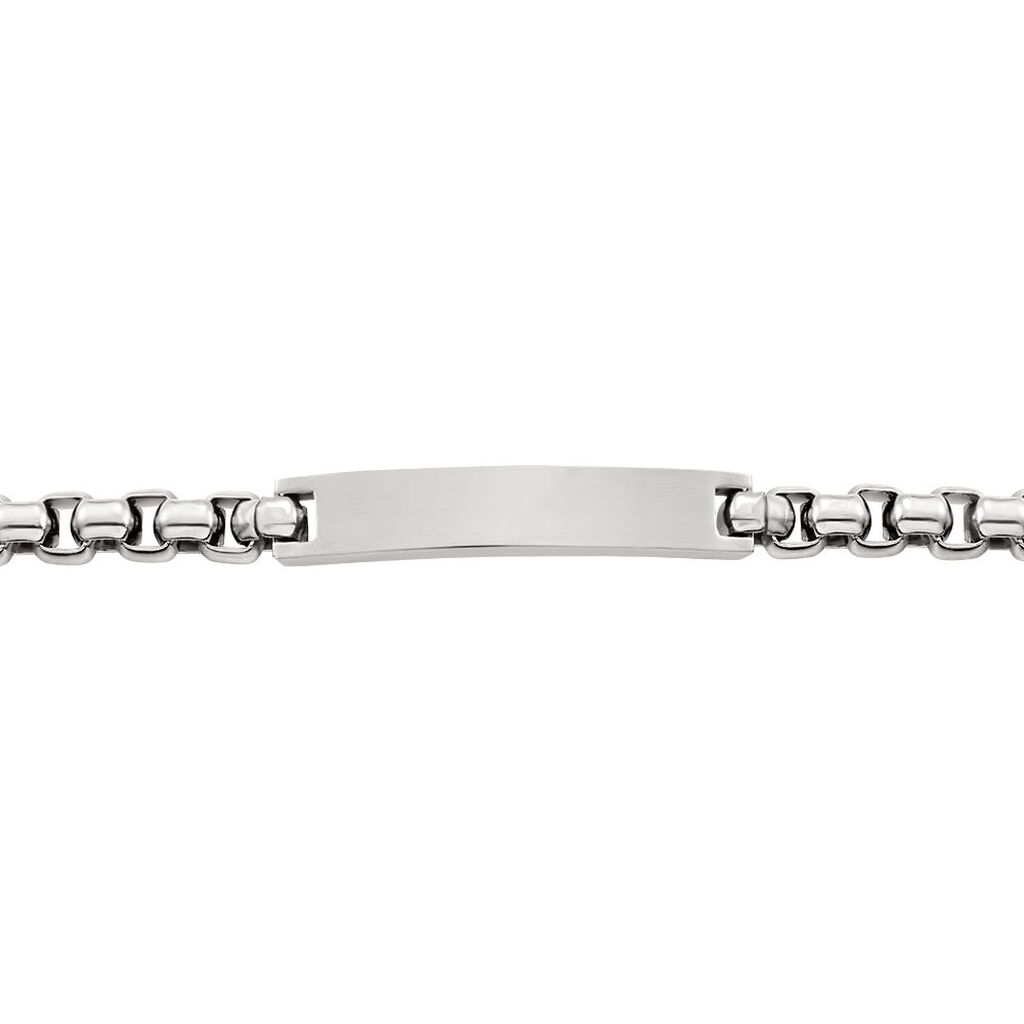 Bracelet Identite Acier Blanc Doryan - Gourmettes Homme | Histoire d&rsquo;Or