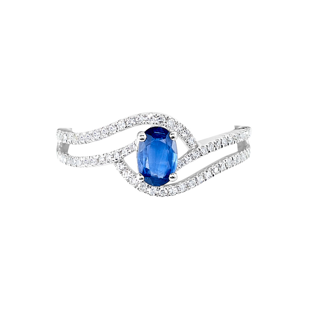 Bague Lyna Or Blanc Saphir Et Diamant - Bagues solitaires Femme | Histoire d’Or